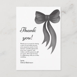Black Bow She's Tying the Knot Bridal Shower Thank You Card