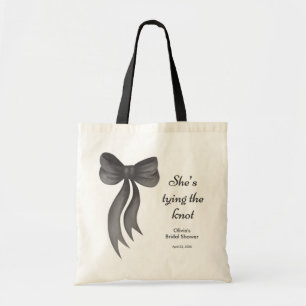 Black Bow She's Tying the Knot Bridal Shower Tote Bag