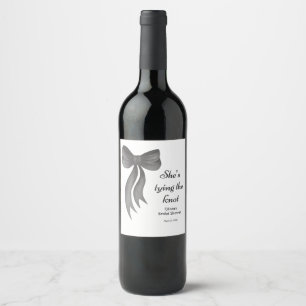 Black Bow She's Tying the Knot Bridal Shower Wine Label