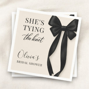 Black Bow She's Tying The Knot Party Napkin