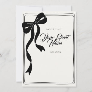 Black Bow Sketch Frame Chic Invitation