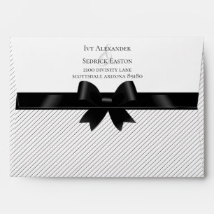 Black Bow & Stripe White Wedding Invitation Envelope