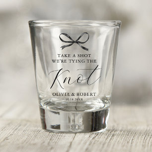 Black Bow Take A Shot Wedding Glass