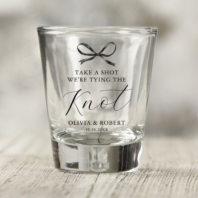 Black Bow Take A Shot Wedding Glass (Creator Uploaded)