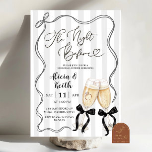 Black Bow The Night Before Rehearsal Dinner Invitation