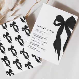 Black Bow They're Tying the Knot Engagement Party Invitation