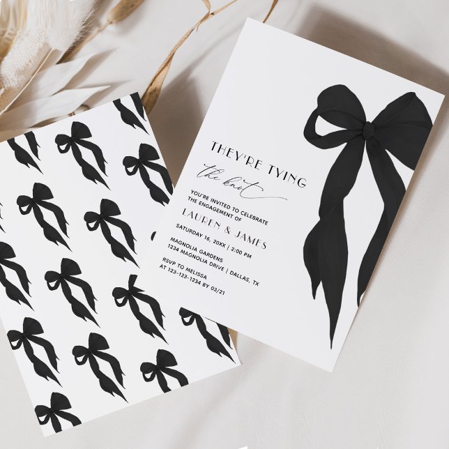 Black Bow They're Tying the Knot Engagement Party Invitation (Creator Uploaded)