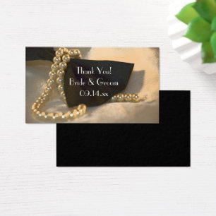 Black Bow Tie and White Pearls Wedding Favour Tags