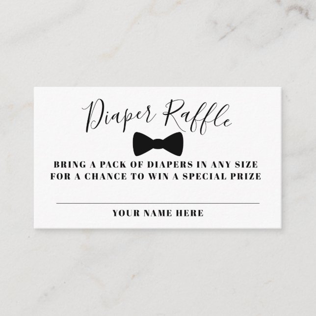 Black Bow Tie Diaper Raffle Ticket Enclosure Card (Front)