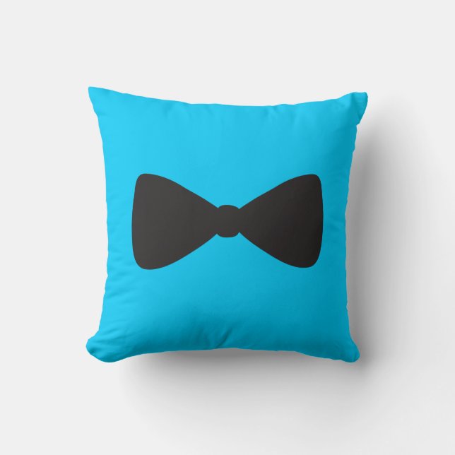 Black Bow Tie Polka Dot Throw Pillow (Front)