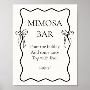 Black Bow Tie the Knot Bridal Shower Mimosa Bar Poster