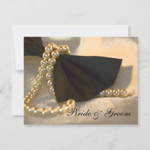 Black Bow Tie White Pearls Engagement Announcement