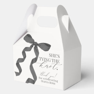 Black Bow Tying the Knot Bridal Shower Gift Favour Box