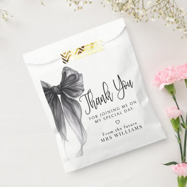 Black Bow Tying the Knot Bridal Shower Thank You Favour Bags (Sealed)