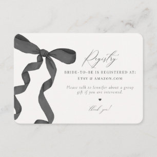 Black Bow Tying the Knot Registry Invite insert