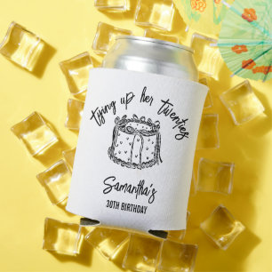Black Bow Tying Up Her Twenties 30th Birthday Can Cooler