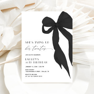Black Bow Tying Up Her Twenties 30th Birthday Invitation