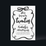 Black Bow Tying Up Her Twenties 30Th Birthday Invitation<br><div class="desc">In this 30th birthday party invitation, a handwritten black brush lettering dances across the page with expressive strokes and playful movement, making the message "She's Tying Up Her Twenties" feel lively, modern, and full of personality. The curly black bow frame pulls everything together into one bold, cohesive composition. Designed for...</div>