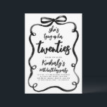 Black Bow Tying Up Her Twenties 30Th Birthday Invitation<br><div class="desc">In this 30th birthday party invitation, a handwritten black brush lettering dances across the page with expressive strokes and playful movement, making the message "She's Tying Up Her Twenties" feel lively, modern, and full of personality. The curly black bow frame pulls everything together into one bold, cohesive composition. Designed for...</div>