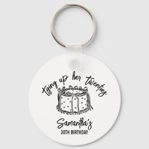Black Bow Tying Up Her Twenties 30th Birthday Key Ring