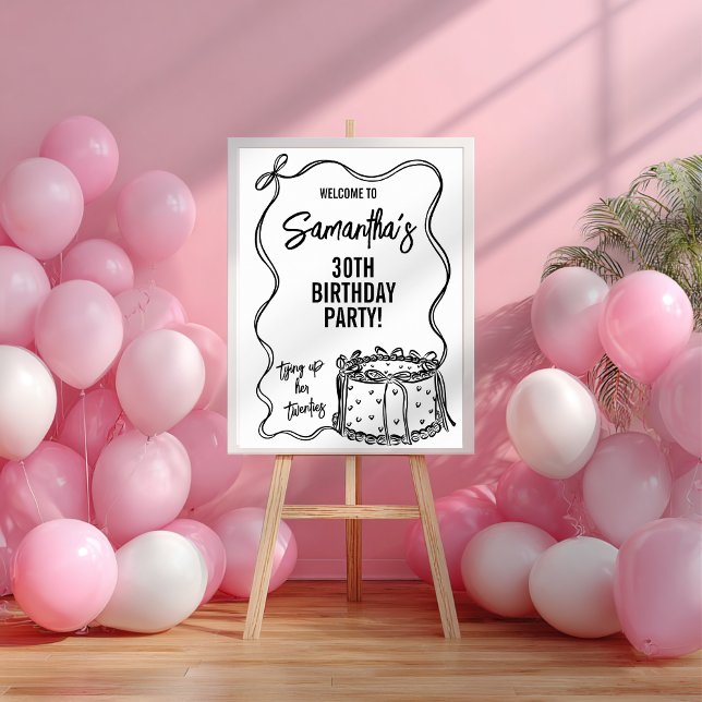 Black Bow Tying Up Her Twenties 30th Birthday Sign (Creator Uploaded)