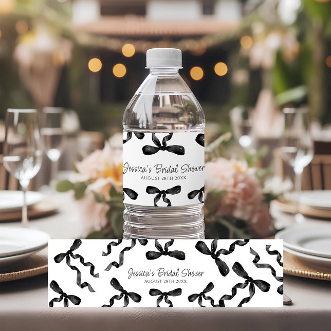 Black Bow  Water Bottle Label (Creator Uploaded)
