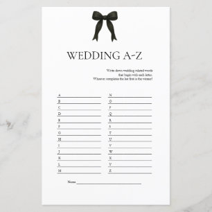Black Bow Wedding A-Z Game   Modern Bridal Shower