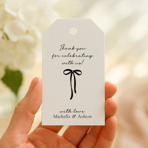 Black Bow, wedding thank you Gift tags