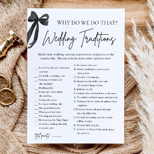 Black Bow Wedding Traditions Bridal Shower Game Invitation