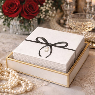 Black Bow With Pearl Old Money Style Bridal Shower Napkin