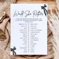 Black Bow Would She Rather Bridal Shower Game
