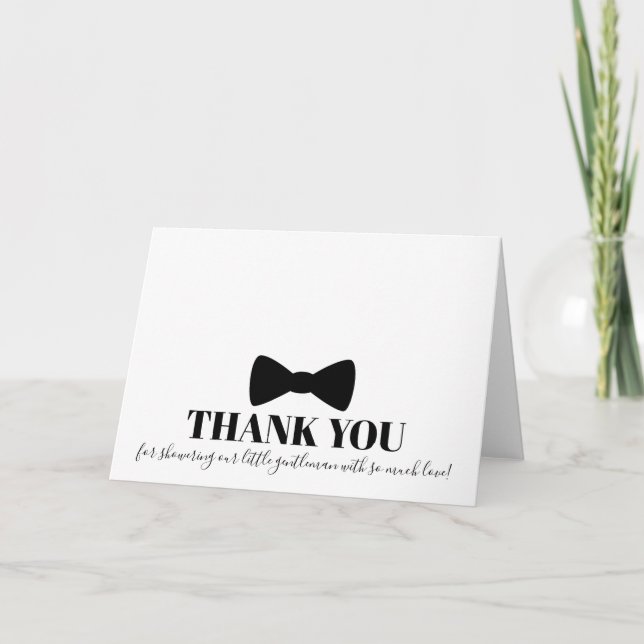 Black Bowtie Baby Shower Thank You Card (Front)