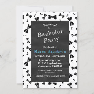 Black bowtie bachelor party  invitation