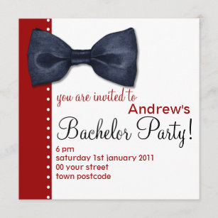 Black BowTie Bachelor Party Invitation