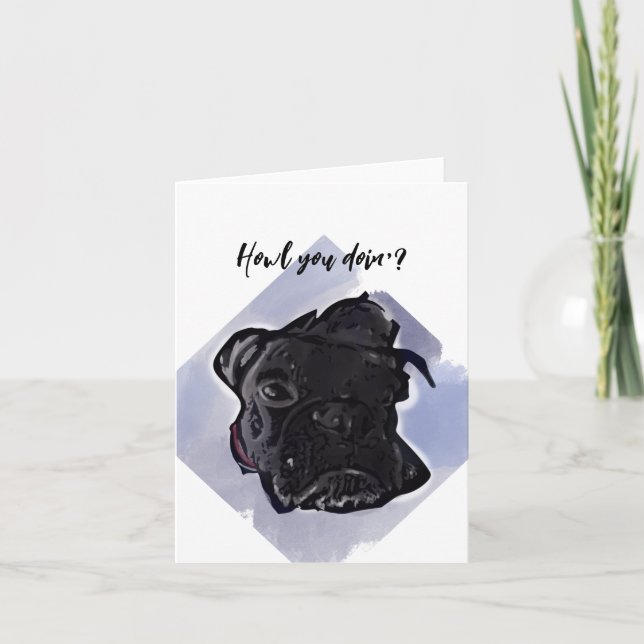 Black Boxer Pup  Card (Front)