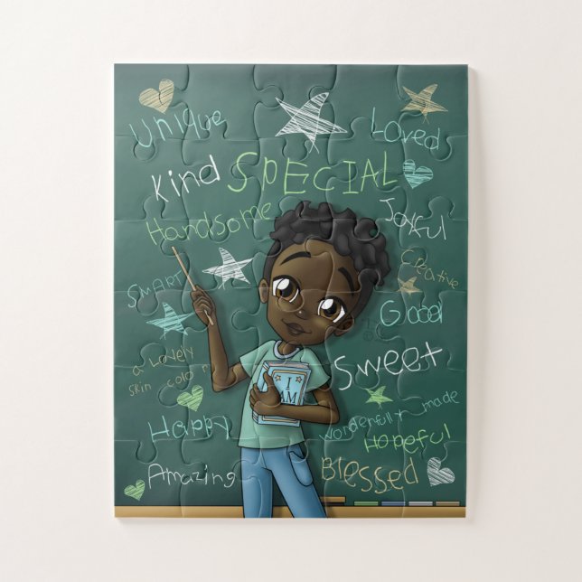 Black Boy and Positive Words Jigsaw Puzzle (Vertical)