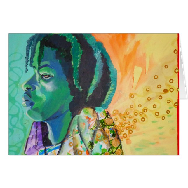 Black Boy Dreaming Card (Front Horizontal)