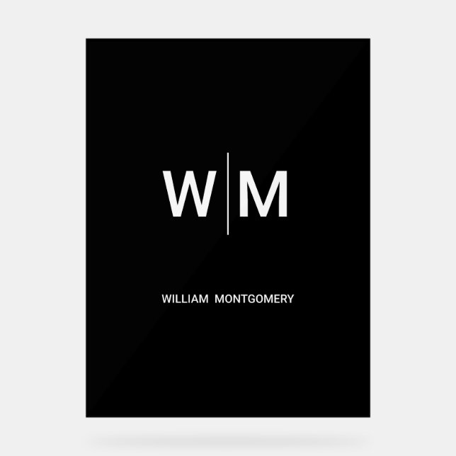 Black Branded Logo | Corporate Business Company Acrylic Sign (Front)