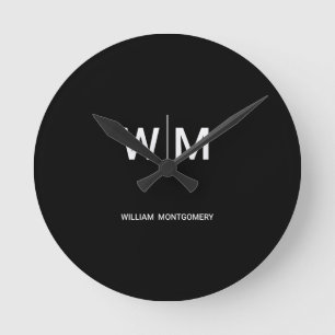 Black Branded Logo Corporate Business Company Round Clock