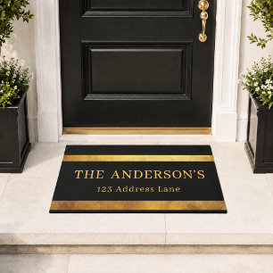 Black brass family minimalist modern address doormat