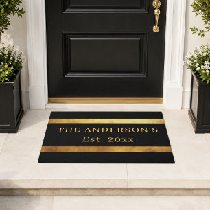 Black brass family minimalist modern doormat