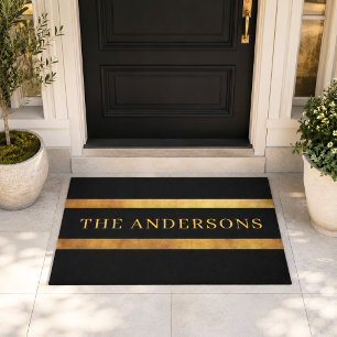 Black brass family minimalist modern doormat