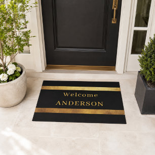 Black brass family minimalist modern welcome doormat