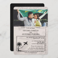 Black Brazil Passport Wedding Invitation