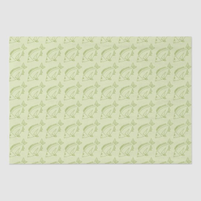 Black Bream Fish in Citrus Green on Pastel Green Tissue Paper (Front)