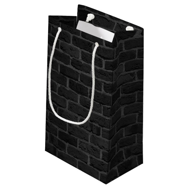 Black Brick Pattern  Small Gift Bag (Back Angled)