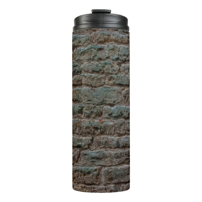 Black Brick Wall Textureabstract, architecture, ba Thermal Tumbler (Front)