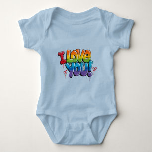 Black Brick Wall with Graffiti “I Love You!” Baby Bodysuit