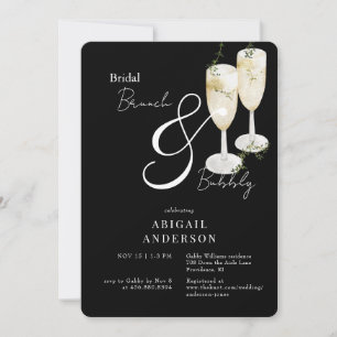 Black Bridal Brunch & Bubbly Shower Invitation