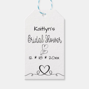 Black Bridal Shower Hearts Hearts Wedding Love Gift Tags